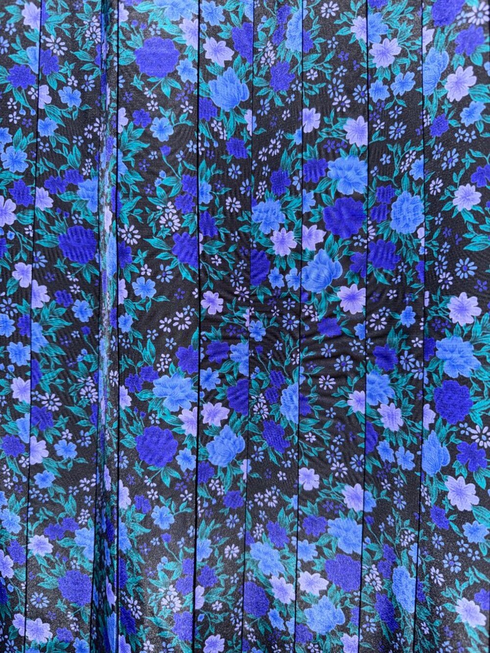 Vintage Leslie Fay Dark Floral Pleated Midi Elastic Waist Skirt Plus Size 16/18 - Picture 5 of 9